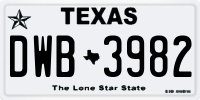TX license plate DWB3982