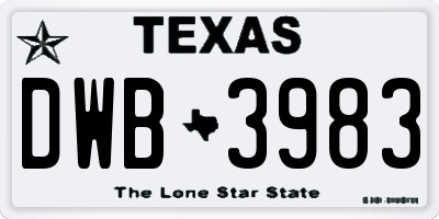 TX license plate DWB3983