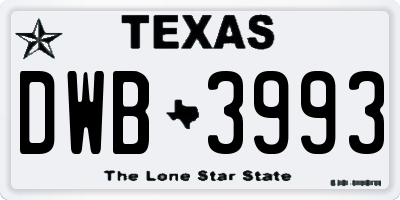 TX license plate DWB3993