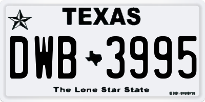 TX license plate DWB3995
