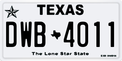 TX license plate DWB4011