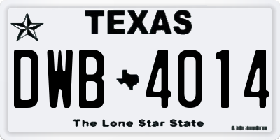 TX license plate DWB4014