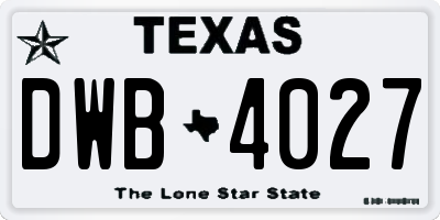 TX license plate DWB4027