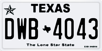 TX license plate DWB4043
