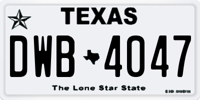 TX license plate DWB4047
