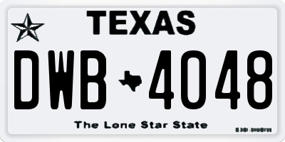 TX license plate DWB4048