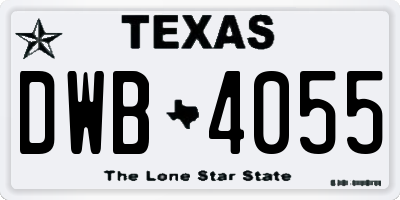 TX license plate DWB4055