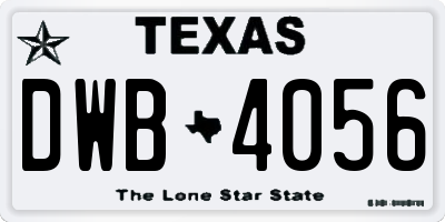 TX license plate DWB4056