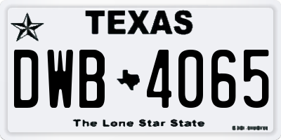TX license plate DWB4065