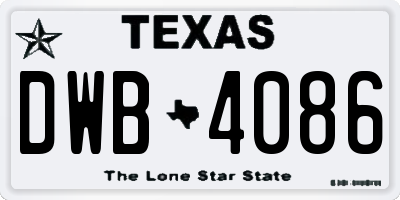 TX license plate DWB4086