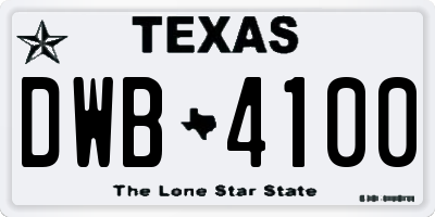 TX license plate DWB4100