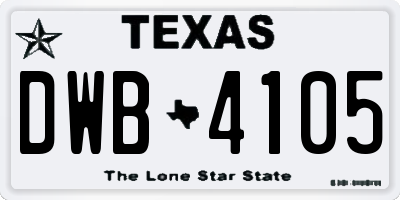 TX license plate DWB4105
