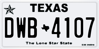 TX license plate DWB4107