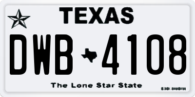 TX license plate DWB4108