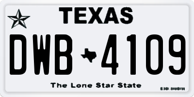 TX license plate DWB4109