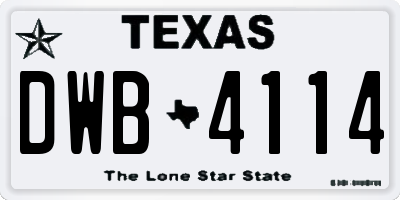 TX license plate DWB4114