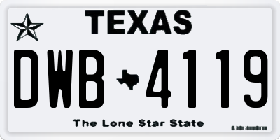 TX license plate DWB4119