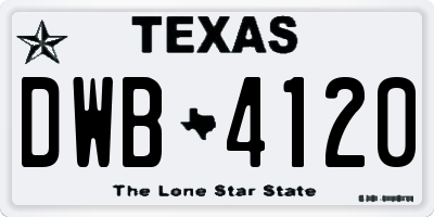 TX license plate DWB4120