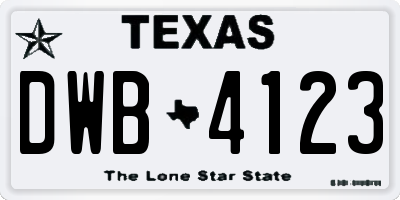 TX license plate DWB4123