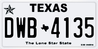 TX license plate DWB4135