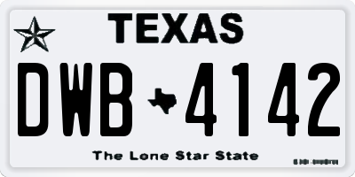 TX license plate DWB4142