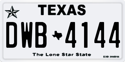 TX license plate DWB4144