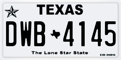 TX license plate DWB4145