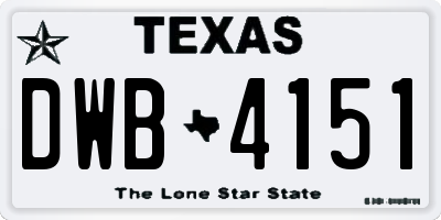 TX license plate DWB4151