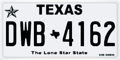 TX license plate DWB4162