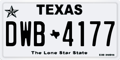 TX license plate DWB4177