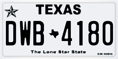TX license plate DWB4180