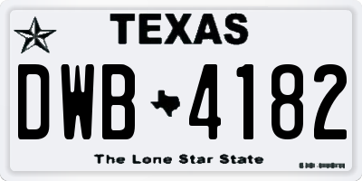 TX license plate DWB4182