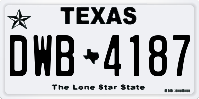 TX license plate DWB4187