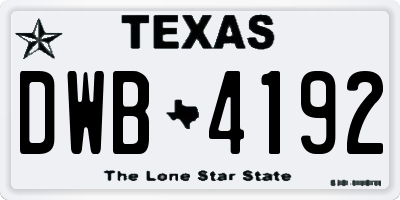 TX license plate DWB4192