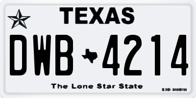 TX license plate DWB4214