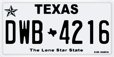 TX license plate DWB4216