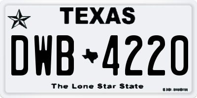 TX license plate DWB4220