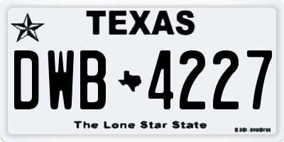 TX license plate DWB4227