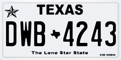 TX license plate DWB4243