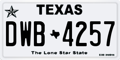 TX license plate DWB4257