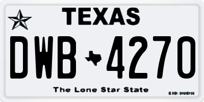 TX license plate DWB4270
