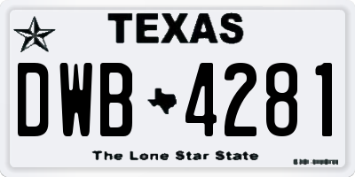 TX license plate DWB4281