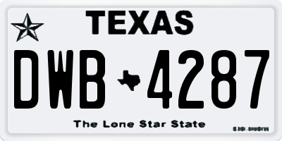 TX license plate DWB4287