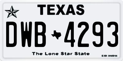 TX license plate DWB4293