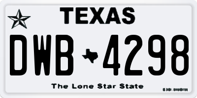 TX license plate DWB4298