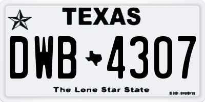 TX license plate DWB4307