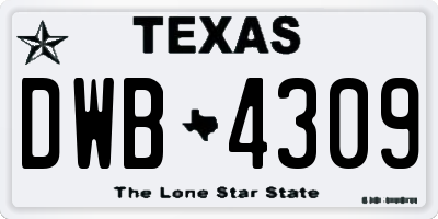 TX license plate DWB4309