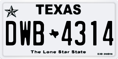 TX license plate DWB4314