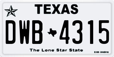 TX license plate DWB4315