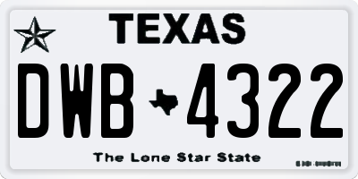 TX license plate DWB4322